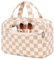 Trousse de maquillage, trousse de maquillage de voyage, trousse à bijoux, sac cosmétique, sac cosmétique, organisateur pour femmes et filles, Grille marron et blanche