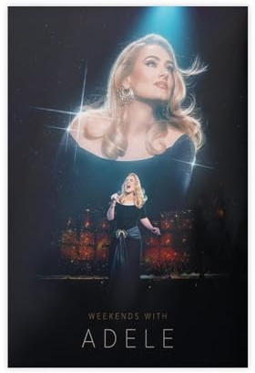 LIPOYE Poster auf Leinwand mit Wochenenden mit Adele Bühnenaufführung, Schlafzimmer, Dekoration, Landschaft, Büro, Raumdekoration, Geschenk, 20 x 30 cm