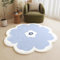 AIMECO Weicher Kuscheliger Kinderteppich Weicher Rund Carpet Wohnzimmer Teppichen Mädchen Schlafzimmer Kinderzimmer Waschbarer Pflegeleicht Teppiche Motiv Rund 160cm Blaue Blumen