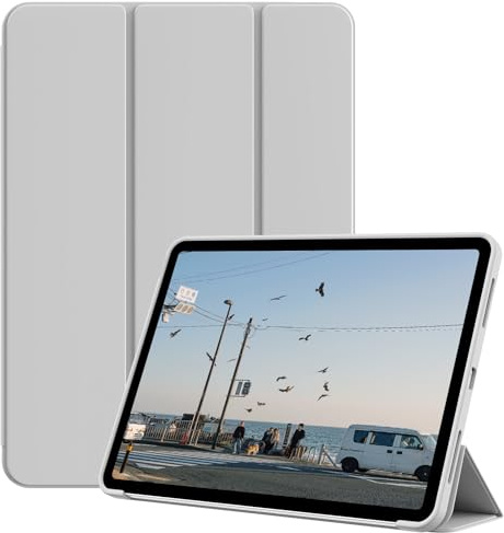 ZOYU Hülle für iPad Air 11 Zoll M3/M2, Air 7./6./5./4. Generation (2025/2024/2022/2020) 10,9 Zoll, Flexible TPU stoßfeste Schutzhülle, Unterstützt Pencil Pro/USB-C, Auto Schlafen/Wachen, Grau