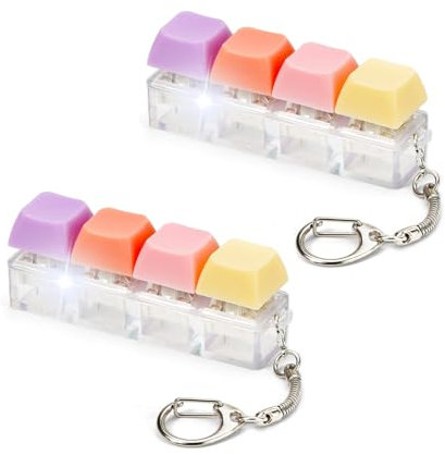 Keyboard Fidget Toy – LED Light-Up Keyboard Keychain, Fun & Portable Keyboard Clicker Fidget for Adults & Kids, Stress Relief Button Toy for Anxiety, Compact Keychain Accessory for Bags & Keys