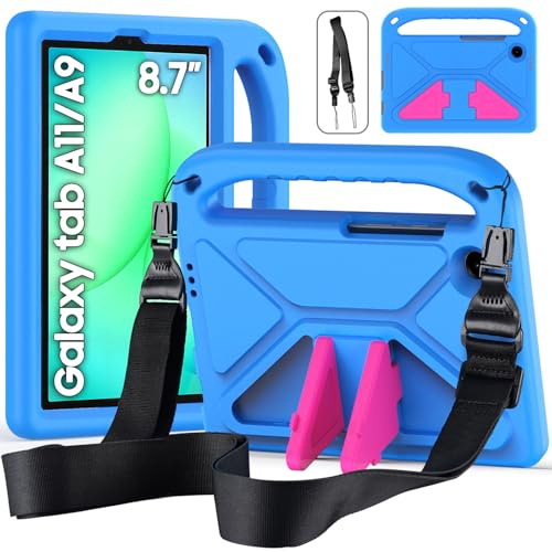Funda Infantil para Samsung Galaxy Tab A11 2025 / Galaxy Tab A9 2023, Azul | 8,7 Pulgadas, Eva, Ligera a Prueba de Golpes, Carcasa Antigolpes con Asa y Correa