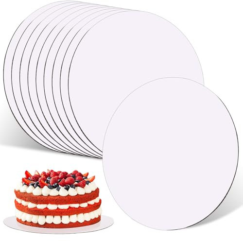10 Stück Cake Board, 20 cm kuchenplatte rund, stabile tortenunterlage rund aus Pappe, vielseitige tortenplatte pappe für Torten & Desserts – Perfekt als tortenboden für Hochzeit, Geburtstag & Party.