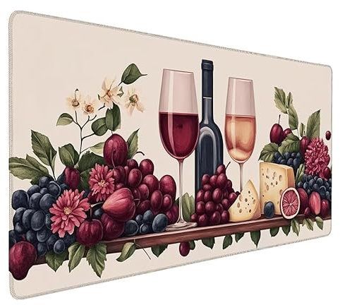Tapis de Souris rouge, Verre à vin Tapis de Souris Gamer XXL 1000x500x3mm Étanche Antidérapante Mouse Pad avec Coutures sur Les Bords - sous Main Bureau - Accessoire Bureau, Pour Gamer, Portable S-780