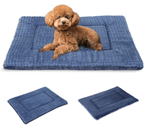 BVAGSS Orthopädisches Hundebett, Waschbar Hundekissen flauschig Hundematte, Umkehrbar Weiche und Warme Hundematte für klein mittel große Hunde XH079 (60x45x4cm,Navy)