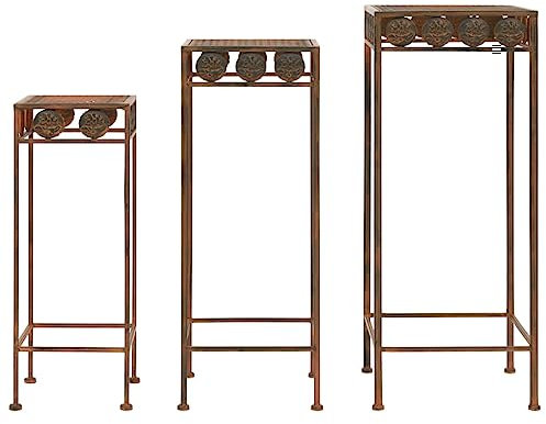 LVHUIDEH 3er Set Pflanzenständer Stapelbarer Blumenhocker Blumentisch Blumenständer Pflanzenhocker Vintage-Stil 28 x 28 x 71 cm Metall