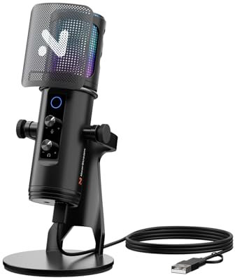 NearStream USB Gaming Microphone PC Kit with RGB Light/Noise Canceling/Quick Mute/Gain/Headphones Jack/Pop Filter,Condenser Microphone Compatible with PS5/PS4/Twitch/YouTube/PC/Laptop/Mac(AM35U)