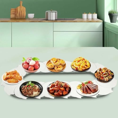 360° Manual Swivel Adjustable Dining Table Lazy Susan Rotating Food Turntable Food Serving Train Dining Table Turntable for Dining Room Party Decoration, Serving Platters (Size : 1.6m)