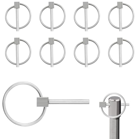 BEASAFY 8 pezzi, piastra di sicurezza da 3 mm, perno Lynch in acciaio inox 304, perno di sicurezza argento, perno di sicurezza per barca, bicicletta, rimorchio trattore