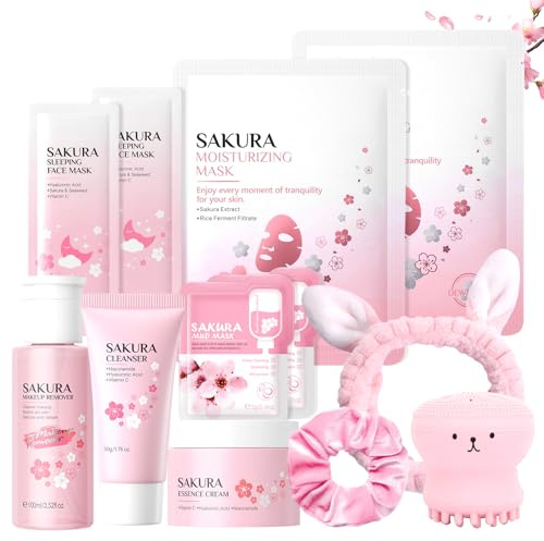 12 Pièces Sakura Ensemble de Soins de la Peau, pour Adolescentes et Femmes
