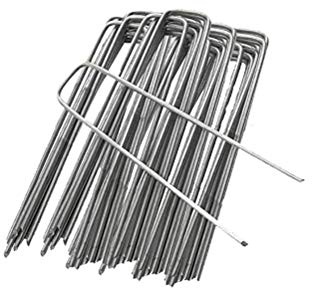 SIXRUN 50 Stück Gartenheringe aus Edelstahl, Scharfe, Spitze, Abgeschrägte Enden in U Form für Unkrautbekämpfungsmembranen mit Super Haltekraft (4 x 15 cm, 50 Stück pro Packung)