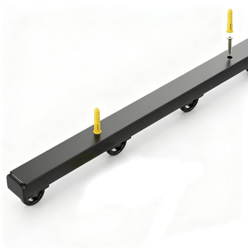 Rail Rideau Plafond Invisible Ultra-Mince, Tringle Aluminium sans Support | Kit Complet Silencieux Anti-Fuite de Lumière pour Séparation de Pièce, Fenêtre et Camping-Car(Noir,170cm/2*85cm)