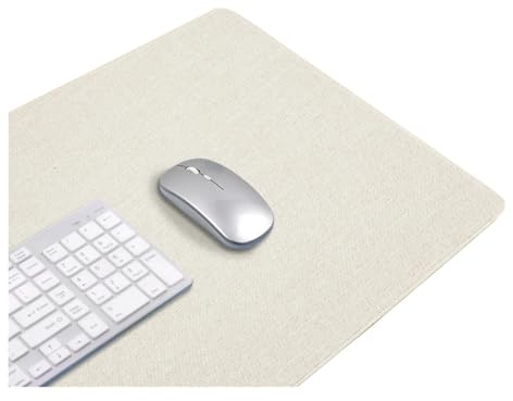 Alfombrilla de Gaming XXL de Algodón y Lino con Base de Goma - Tapete para Escritorio de PC, Teclado y Ratón(Beige,90x40 cm)
