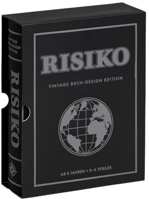 Risiko Vintage Buch Design Edition Brettspiel Bookshelf Spiel mit Weltkarte Secret Mission Karten 6 Armeen in Boxen Strategiespiel Fuer 2-6 Spieler ab 8 Jahren