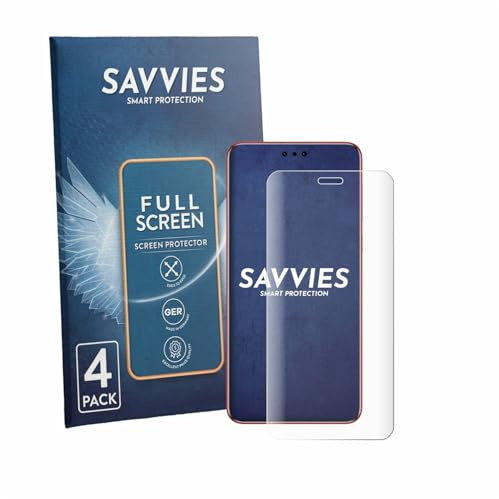 Savvies 4 Stück Full-Screen Schutzfolie für Huawei Mate 60 RS Ultimate Full-Cover Displayschutz-Folie, 3D Curved, Transparent, Anti-Fingerabdruck