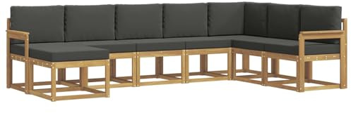 vidaXL Outdoor-Sofagarnitur mit Kissen 8 pcs Weiß und Anthrazit, Moderner Garten Sofa, wetterfeste Eckcouch, Möbel zum Entspannen auf Terrasse, Patio Lounge und Komfortset