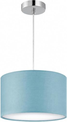 Zedelmaier Pendelleuchte Lampenschirm Hängelampe Stoff Blau Ø30cm E27x1/40w | Deckenlampe hängend boho Lampe für Wohnzimmer Schlafzimmer Esszimmer,Esstisch,Esszimmerlampe,lampe decke,ohne Leuchtmittel