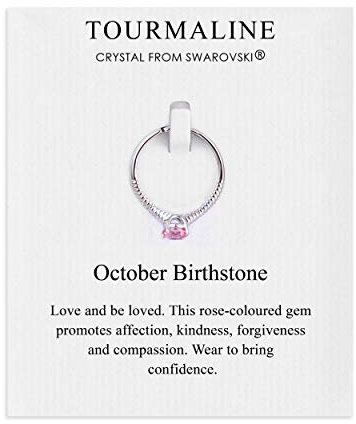 Philip Jones Bague de naissance réglable d'octobre (tourmaline) créée avec des cristaux de Zircondia®
