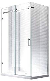 U Duschkabine Dusche Duschabtrennung Hebe ESG-Glas- 8mm - Schiebesystem - Rollsystem - Aufhängung (100x80x200cm mit Duschtasse & Siphon)