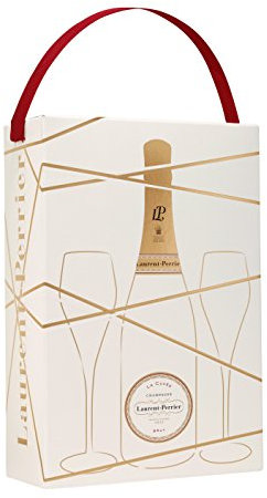 Laurent Perrier La Cuvee Brut Non Vintage Champagne with Two Glasses Gift Pack, 75 cl