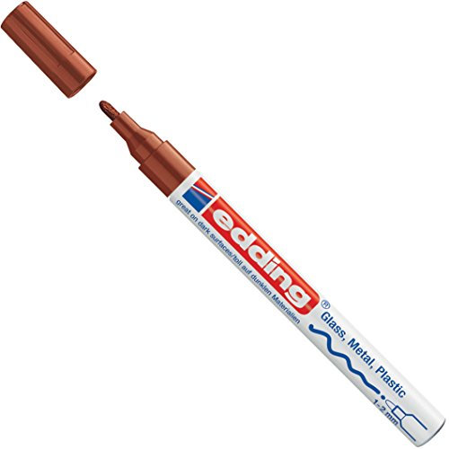 Edding Glanz-Lack-Marker - Rundspitze - Kreatives Gestalten von fast allen Oberflächen (z.B. Glas, Karton, dunkles Papier, Keramik, Stein) (1-2 mm, braun, 1)