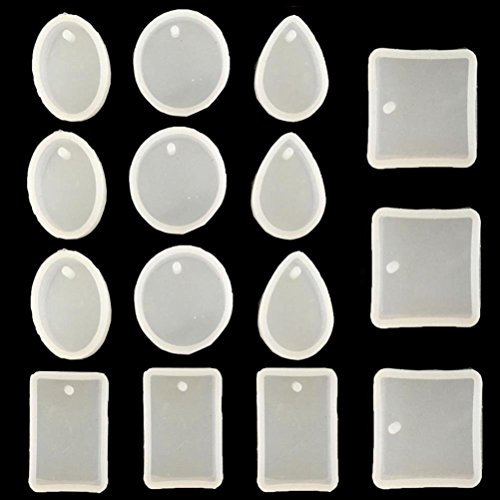 Uoeo Silikonformen, Anhänger, Schmuck,, Harz, Form mit Loch zum Aufhängen, für DIY Schmuck, 15 Stück, 5 verschiedene Formen