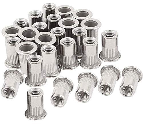 40pcs M6 Rivet Nut Stainless Steel Rivet Nuts Threaded Insert Nutsert Rivnuts M6-1.0