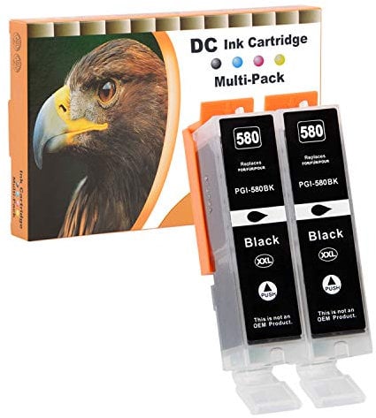 D&C 2X Schwarz Druckerpatronen Kompatibel für Canon PGI-580 XXL Ersatz für Canon Pixma TR7550 TR8550 TS6150 TS6151 TS6250 TS6251 TS8150 TS8151 TS8152 TS8250 TS8251 TS8252 TS9150 TS9155 TS9550