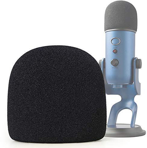 Mic Windscreen Cover Compatible with Blue Yeti, Yeti Pro Pop Filter, for Blue Yeti Microphone Cover Foam Wind Shield by SUNMON (Black)
