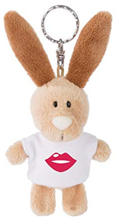 NICI 44728 Schlüsselanhänger Hase mit T-Shirt Kussmund Symbol 10cm