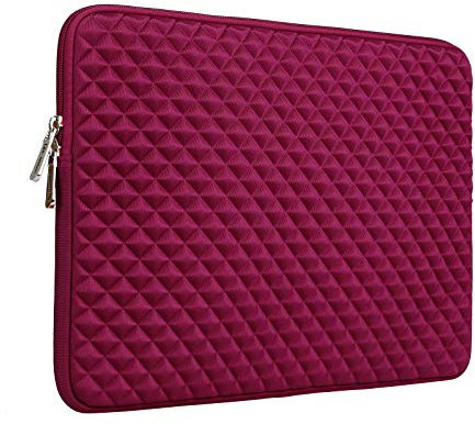 RAINYEAR 14 Inch Laptop Sleeve Diamond Foam Shock Resistant Padded Case Fluffy Lining Protective Zipper Cover Carrying Bag Compatible with 14 Notebook Computer Tablet Chromebook(Red)