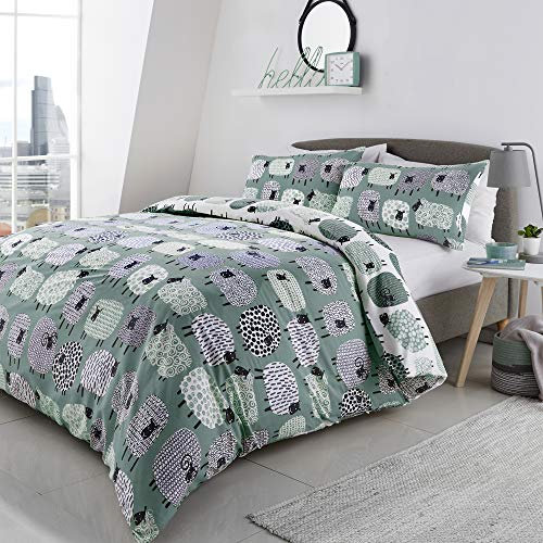 Fusion Dotty Sheep Bettbezug-Set, Polybaumwolle, Duck Egg, Einzelbett