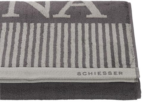 Schiesser Frottier Saunatuch Rom | garngefärbt, weich, saugstark | 100% Baumwolle | Oeko-Tex Zertifiziert | 75x200 cm | Dunkelgrau | Anthrazit