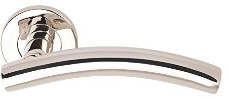 Jiyo.Outdoor Arched T BAR Internal Door Handle Pair Lever on Rose in Satin Stainless Steel Polished Stainless Steel