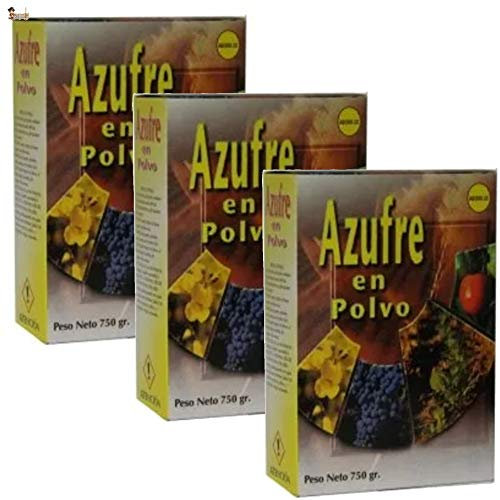BricoLoco Azufre en Polvo espolvoreo. Anti oídio Plantas. Abono, Fertilizante, fungicida acaricida contra Hongos en Vid, Olivo, cítricos, hortalizas, Rosales y Ornamentales. 750 Gramos. (3)