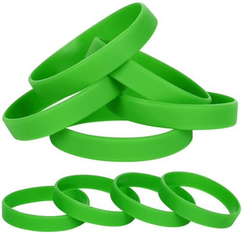 LVNRIDS 25 Stück Silikon elastische Armbänder, anpassbare Gummiarmbänder Armbänder für Jungen Mädchen Damen Herren Grün