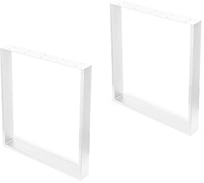 Emuca - Jeu de Deux Pieds rectangulaires pour Table, 600x720mm, Acier, Peints en Blanc.