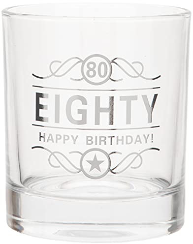 Maturi 80th Birthday Spirit Glass 'Eighty Happy Birthday!', 350ml, Gift Boxed