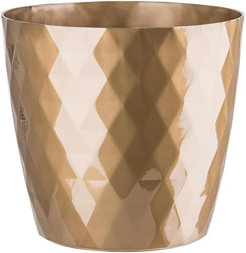 B2C Flowerpot Round Plastic plant pot Crystal Modern Decorative Small Medium Large 7 sizes 9 coolours (Gold, 18 cm)