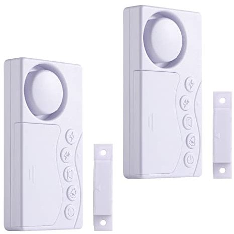 Gefriertür-Alarm bei linker Öffnung, 2 Stück Sicherheitsfensteralarm, 3/15/30/60 Sekunden einstellbare Verzögerung kabelloser Kühlschrankalarm, 4-in-1 Türsensor Klingelton Tür Öffnen Alarm laut 108 dB