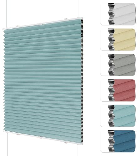 HOMEDEMO Wabenplissee Plissee ohne Bohren Klemmfix Verdunklung Thermo Zweifarbig Tintenblau 80 x 130cm(BxH) Faltrollo 100% Blickdicht, Sonnenschutz & Schallschutz Plisseerollo für Fenster & Tür
