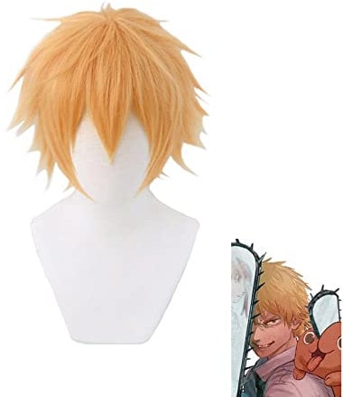 Chainsaw Man Denji Wig Cosplay Costume Golden Short Heat Resistant Synthetic Hair Halloween