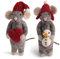 Gry & SIF Mäuse aus Filz | handgemachter Christbaum-Schmuck, Weihnachts-deko, Winter-deko, Filz-Maus zum Aufhängen oder Hinstellen, Deko-Figur | Grau 15 cm, Herz und Schneemann
