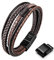 Speroto Men's Adjustable Premium Leather Bracelet with Stainless Steel Magnetic Clasp, Multi-Layer Braided Genuine Leather Bracelet Gift Idea for Men/Women (Brown Style B, 23.5)