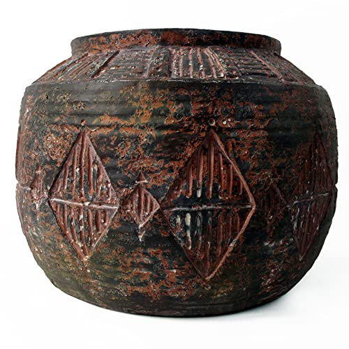 Leaf Macetas Grandes de Fibra de Vidrio, 27 cm de Diamante Azteca