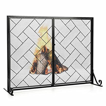 PEVSCO Kaminfunkenschutz 2-Panel-Kaminschutzgitter, Doppeltürschutz-Sicherheitszaun Kaminschutzgitter (Color : 02)
