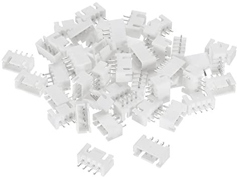 sourcing map 100 Stück 2.54mm Stecker 4 Stifte Stecker Adapter Gerade Stift Kopf Weiß Buchse für Draht zu Leiterplatte Verbindung
