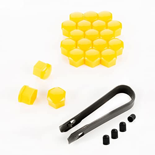 LST 20x Radschraube Abdeckkappen Sechskant Felgen Kappen Set 17 mm Glanz gelb