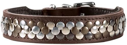 HUNTER Hundehalsband Arizona UP, Farbe: braun, hochwertiges Futterleder, einzigartige Nietenverzierung, langlebig & bequem, Made in Germany, Größe: 50