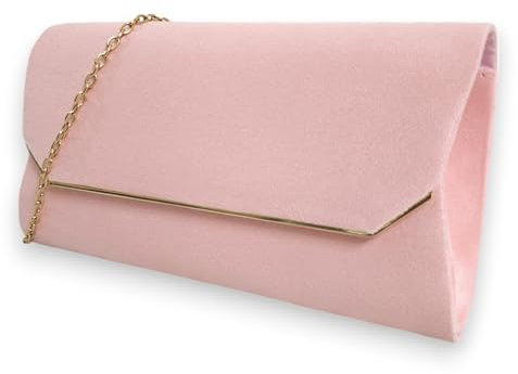 UShopUK Suede Plain Bridal Prom Wedding Evening Clutch Party Purse Hand Bag HandBag (Light Pink)